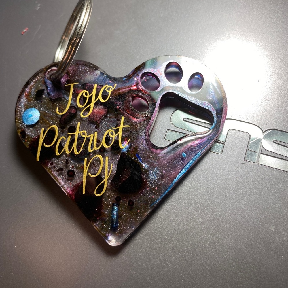 Heart with paw keychain
